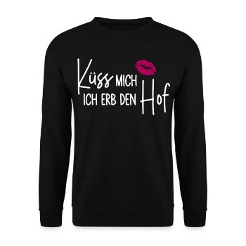 Küss mich Ich erb den Hof - Unisex Pullover - Schwarz - Vorne - Alina (178cm) & Michal (187cm)