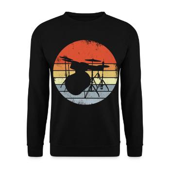 Vintage Schlagzeug Skizze - Unisex Pullover - Schwarz - Vorne - Alina (178cm) & Michal (187cm)