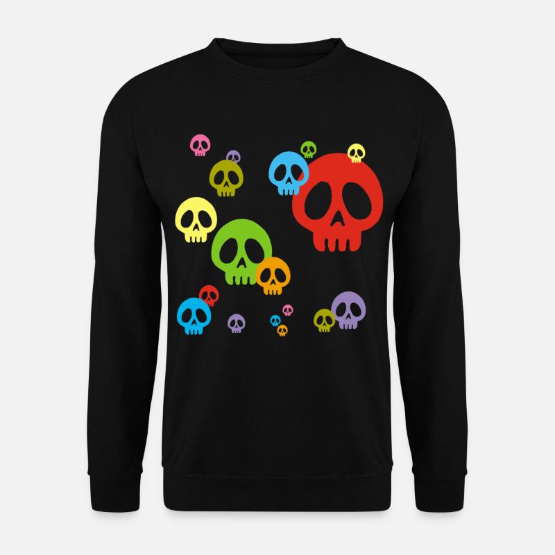 Mehrfarbiger Manga-Schädel - Unisex Pullover - Schwarz