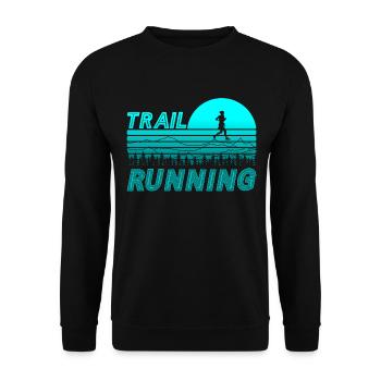 Trail running in the blue sunset with mountains - Unisex Sweatshirt - black - Front - Alina (178cm) & Michal (187cm)