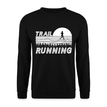 Trail Running Sunset with Mountains and Forest - Unisex Sweatshirt - black - Front - Alina (178cm) & Michal (187cm)