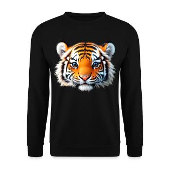 Tiger Baby Head - Unisex Sweatshirt - black - Front - Alina (178cm) & Michal (187cm)