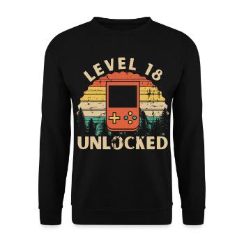 Level 18 Unlocked - Unisex Sweatshirt - black - Front - Alina (178cm) & Michal (187cm)
