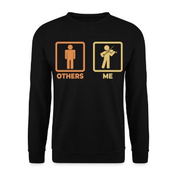 Violinist Strichfigur - Unisex Pullover - Schwarz - Vorne - Alina (178cm) & Michal (187cm)
