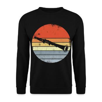 Vintage Klarinette Zeichnung - Unisex Pullover - Schwarz - Vorne - Alina (178cm) & Michal (187cm)