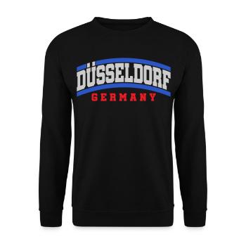 Dusseldorf City Text Font | Colors changeable - Unisex Sweatshirt - black - Front - Alina (178cm) & Michal (187cm)