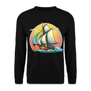 Sailboat - Unisex Sweatshirt - black - Front - Alina (178cm) & Michal (187cm)