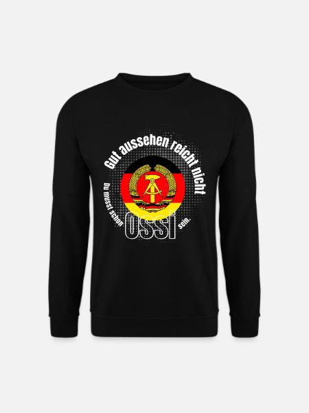 ossi spruch humor ostdeutsch DDR ego flagge emblem - Unisex Pullover - Schwarz