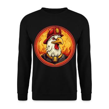 Feuerwehr Hahn - Unisex Pullover - Schwarz - Vorne - Alina (178cm) & Michal (187cm)