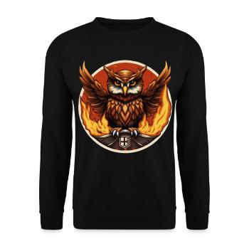 The Fire Guardian Owl - Unisex Sweatshirt - black - Front - Alina (178cm) & Michal (187cm)