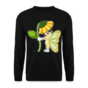 Butterfly Flower - Unisex Sweatshirt - black - Front - Alina (178cm) & Michal (187cm)