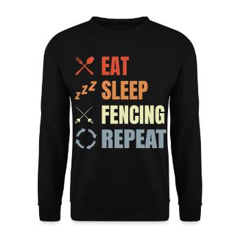 Eat Sleep Fencing Repeat - Unisex Pullover - Schwarz - Vorne - Alina (178cm) & Michal (187cm)