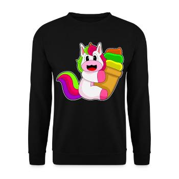 Einhorn Waffeleis - Unisex Pullover - Schwarz - Vorne - Alina (178cm) & Michal (187cm)