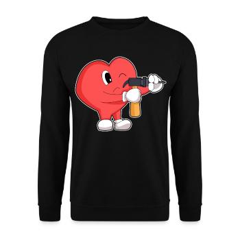 Herz Handwerker Bohrmaschine Handwerk - Unisex Pullover - Schwarz - Vorne - Alina (178cm) & Michal (187cm)