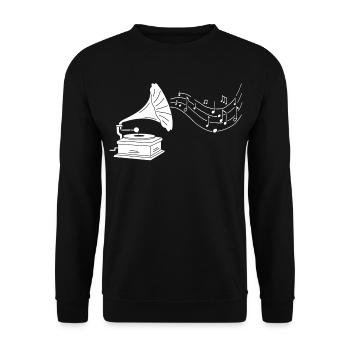 gramophone blanc et musique - Sweat-shirt Unisexe - noir - Devant - Alina (178cm) & Michal (187cm)