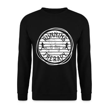 Running Is My Therapy Retro Sunset - Unisex Sweatshirt - black - Front - Alina (178cm) & Michal (187cm)