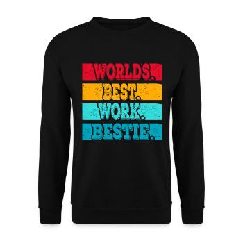 Worlds best Work Bestie Support Staff - Unisex Sweatshirt - black - Front - Alina (178cm) & Michal (187cm)
