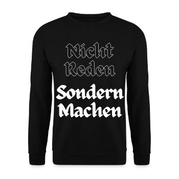 Nicht Reden, Sondern Machen - Unisex Pullover - Schwarz - Vorne - Alina (178cm) & Michal (187cm)
