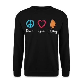 Peace Love Fishing - Unisex Sweatshirt - black - Front - Alina (178cm) & Michal (187cm)