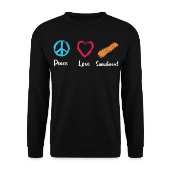 Frieden Liebe Snowboard - Unisex Pullover - Schwarz - Vorne - Alina (178cm) & Michal (187cm)