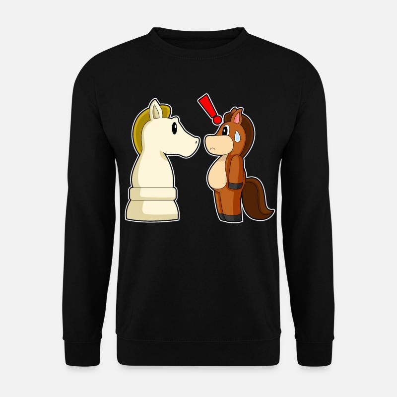 Pferd Schachfigur Springer Schach - Unisex Pullover - Schwarz