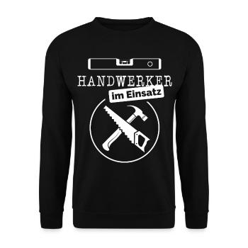 handwerk Wasserwaage Symbol Handwerker Icon Grafik - Unisex Pullover - Schwarz - Vorne - Alina (178cm) & Michal (187cm)