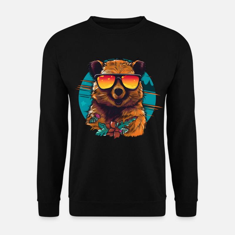 Lachender Quokka mit Sonnenbrille - Unisex Pullover - Schwarz