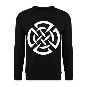 Weißes keltisches Graffiti - Unisex Pullover - Schwarz - Vorne - Alina (178cm) & Michal (187cm)