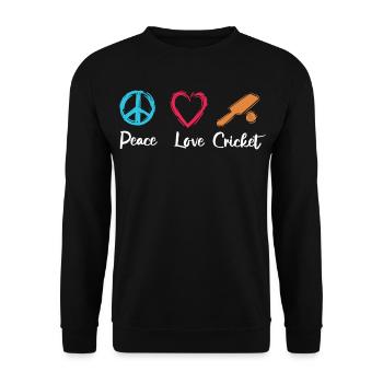 Peace Love Cricket - Unisex Sweatshirt - black - Front - Alina (178cm) & Michal (187cm)