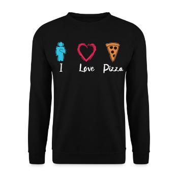 I Love Pizza - Unisex Pullover - Schwarz - Vorne - Alina (178cm) & Michal (187cm)
