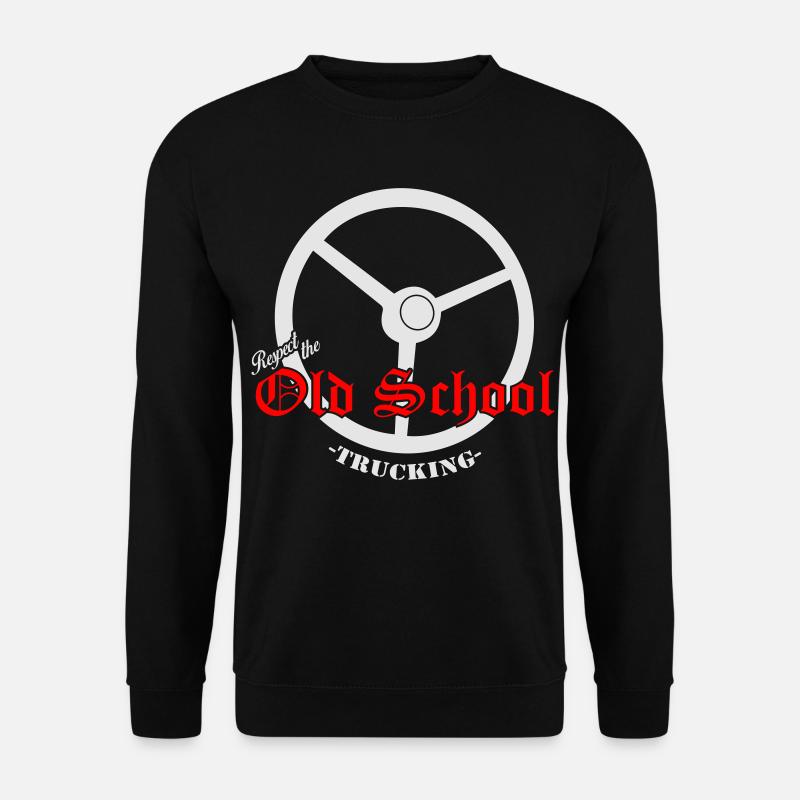 Respect the Old School Trucking - Lkw Lenkrad weiß - Unisex Pullover - Schwarz