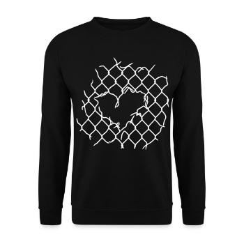 Maschendraht Herz - Unisex Pullover - Schwarz - Vorne - Alina (178cm) & Michal (187cm)