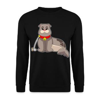 Seal Necklace Necklace - Unisex Sweatshirt - black - Front - Alina (178cm) & Michal (187cm)