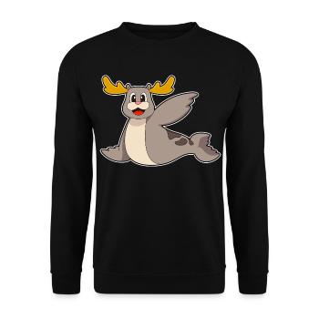 Renne phoque - Sweat-shirt Unisexe - noir - Devant - Alina (178cm) & Michal (187cm)
