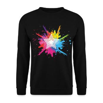 White star and multicolored explosion - Unisex Sweatshirt - black - Front - Alina (178cm) & Michal (187cm)