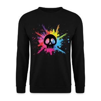 Black skull and multicolored explosion - Unisex Sweatshirt - black - Front - Alina (178cm) & Michal (187cm)