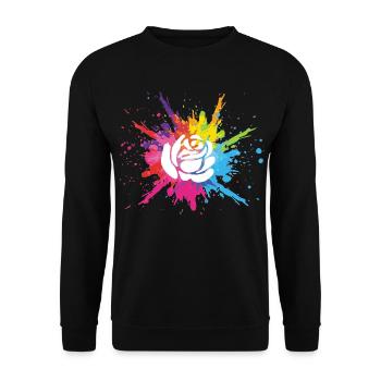 White flower and multicolored explosion - Unisex Sweatshirt - black - Front - Alina (178cm) & Michal (187cm)