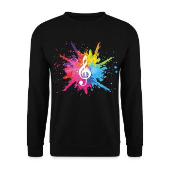 Music and multicolored explosion (white) - Unisex Sweatshirt - black - Front - Alina (178cm) & Michal (187cm)