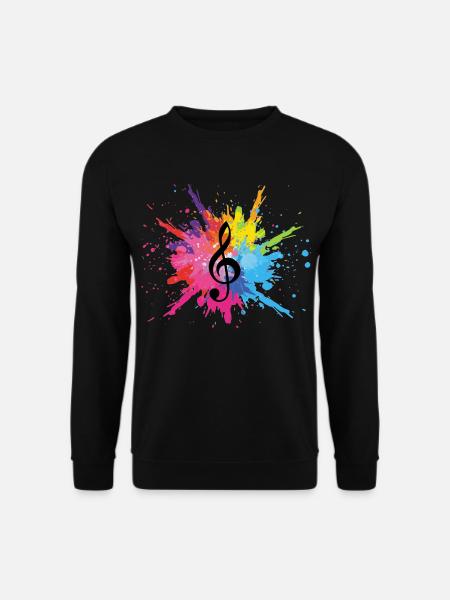 Musik und mehrfarbige Explosion (schwarz) - Unisex Pullover - Schwarz