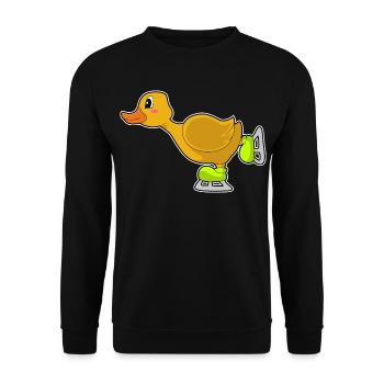 Ente Eislaufen Schlittschuhe Wintersport - Unisex Pullover - Schwarz - Vorne - Alina (178cm) & Michal (187cm)