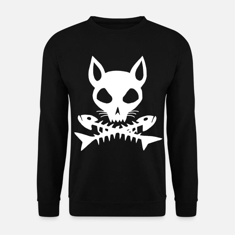 White cat skull - Unisex Sweatshirt - black