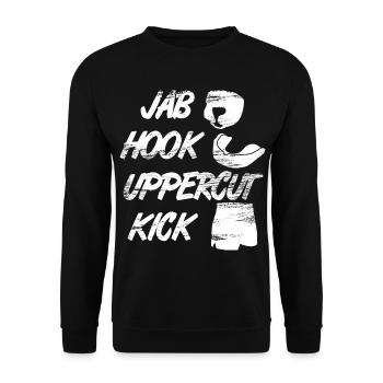 Lustiger Kickboxer Spruch - Unisex Pullover - Schwarz - Vorne - Alina (178cm) & Michal (187cm)
