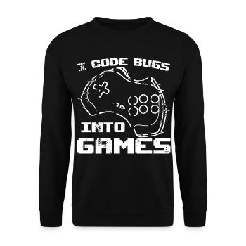 I program bugs in video games - Unisex Sweatshirt - black - Front - Alina (178cm) & Michal (187cm)