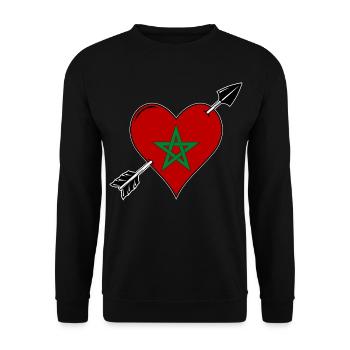 Le drapeau marocain coeur amoureux - Sweat-shirt Unisexe - noir - Devant - Alina (178cm) & Michal (187cm)