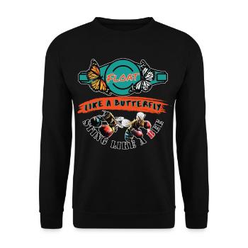 Schweben wie ein Schmetterling, stechen wie eine Biene - Unisex Pullover - Schwarz - Vorne - Alina (178cm) & Michal (187cm)