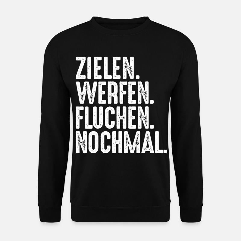 Zielen Werfen Fluchen Nochmal Spruch Bouler - Unisex Pullover - Schwarz