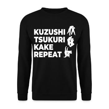 Kuzushi Tsukuri Kake Wiederholung - Unisex Pullover - Schwarz - Vorne - Alina (178cm) & Michal (187cm)