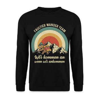 Wandern Faultier - Unisex Pullover - Schwarz - Vorne - Alina (178cm) & Michal (187cm)