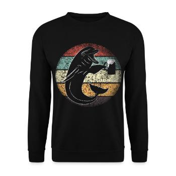Fête dauphin avec bière sur la plage - festival en octobre - Sweat-shirt Unisexe - noir - Devant - Alina (178cm) & Michal (187cm)