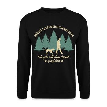 Herrchen Hund Gassi gehen Therapie Hundebesitzer - Unisex Pullover - Schwarz - Vorne - Alina (178cm) & Michal (187cm)
